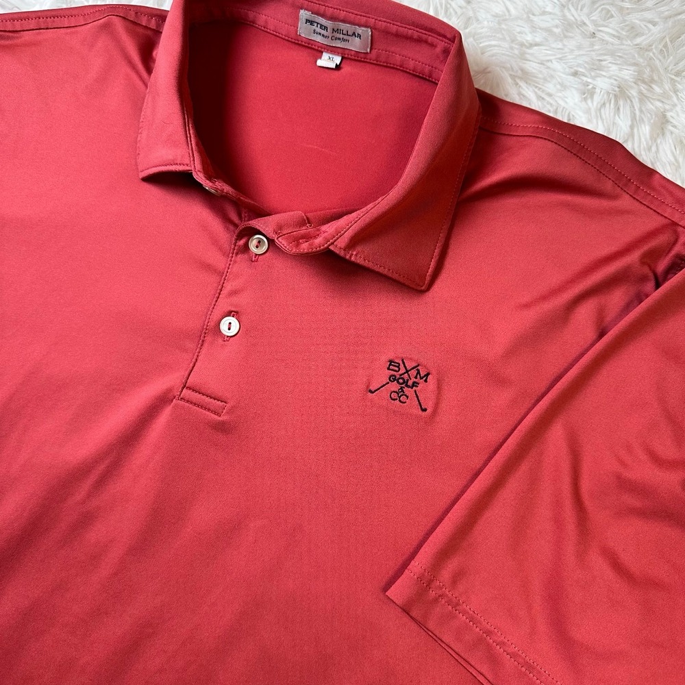 Peter Millar Summer Comfort Polo Mens XL Pink Blue Mound Golf MS23EK01S
